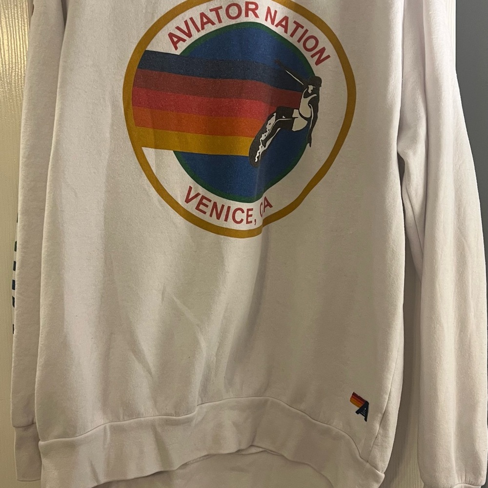 Aviator Nation White Crewneck Sweater